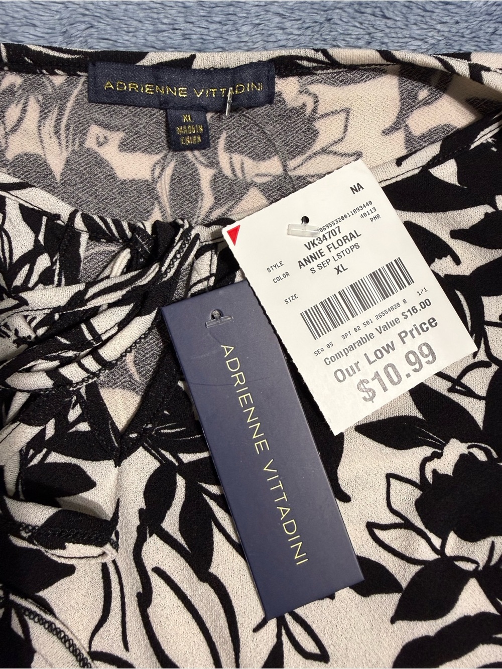 Monteau Black & White Floral Lace-Trim Top - Picture 2 of 5